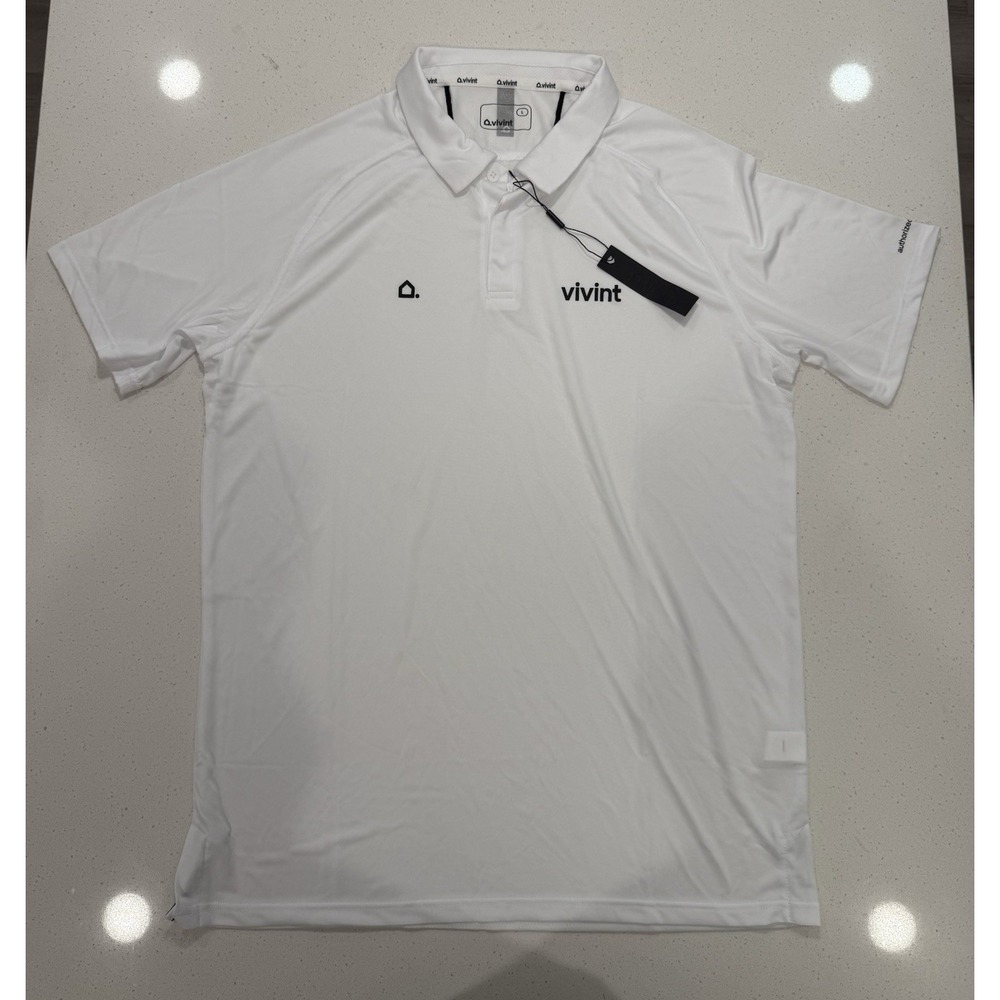 NWT  Vivint Employee Polo Short Sleeve Shirt White Men's Large